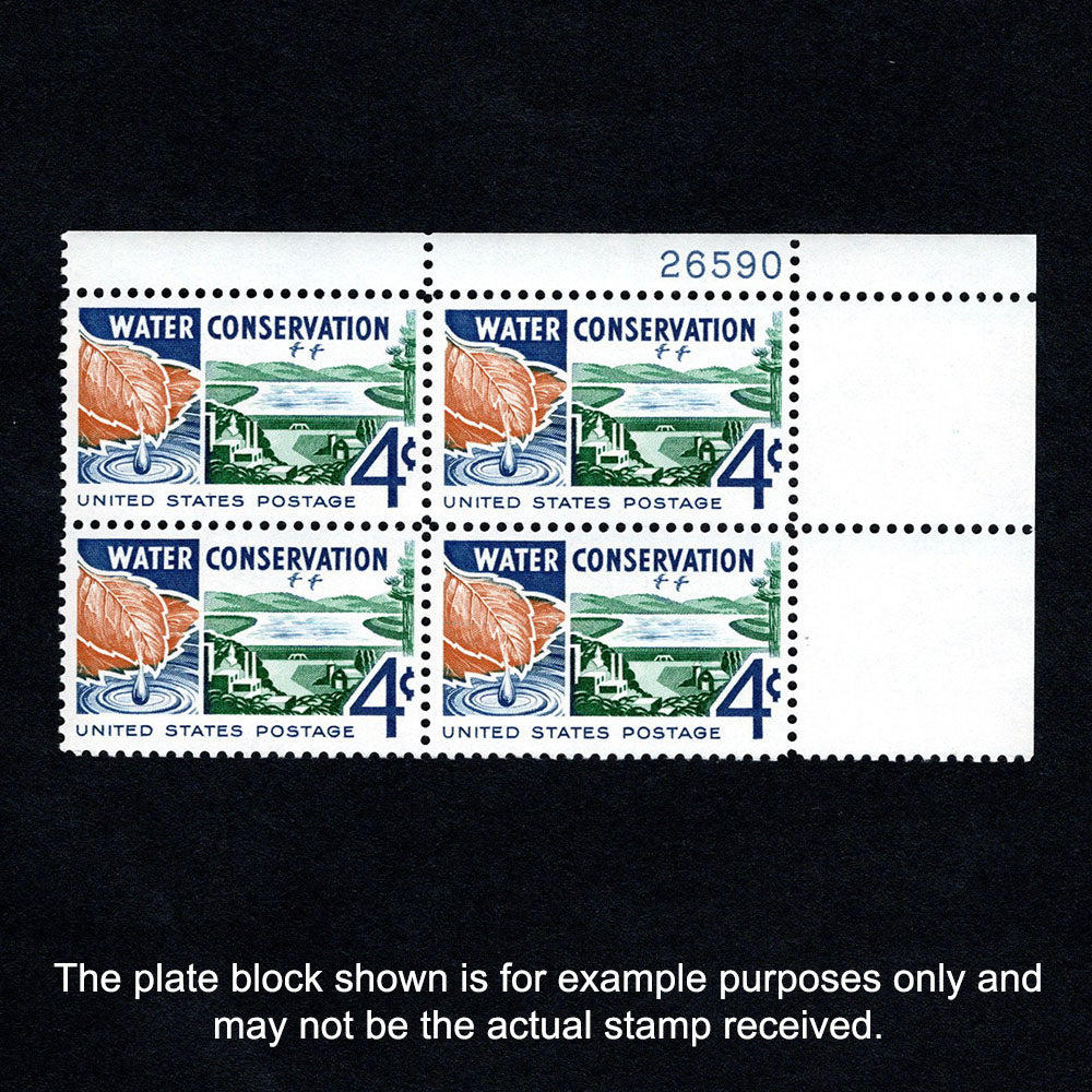 Scott 1150 - Water Conservation 4-cent US Stamp Plate Block - Front