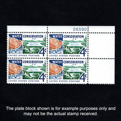 Scott 1150 - Water Conservation 4-cent US Stamp Plate Block - Front