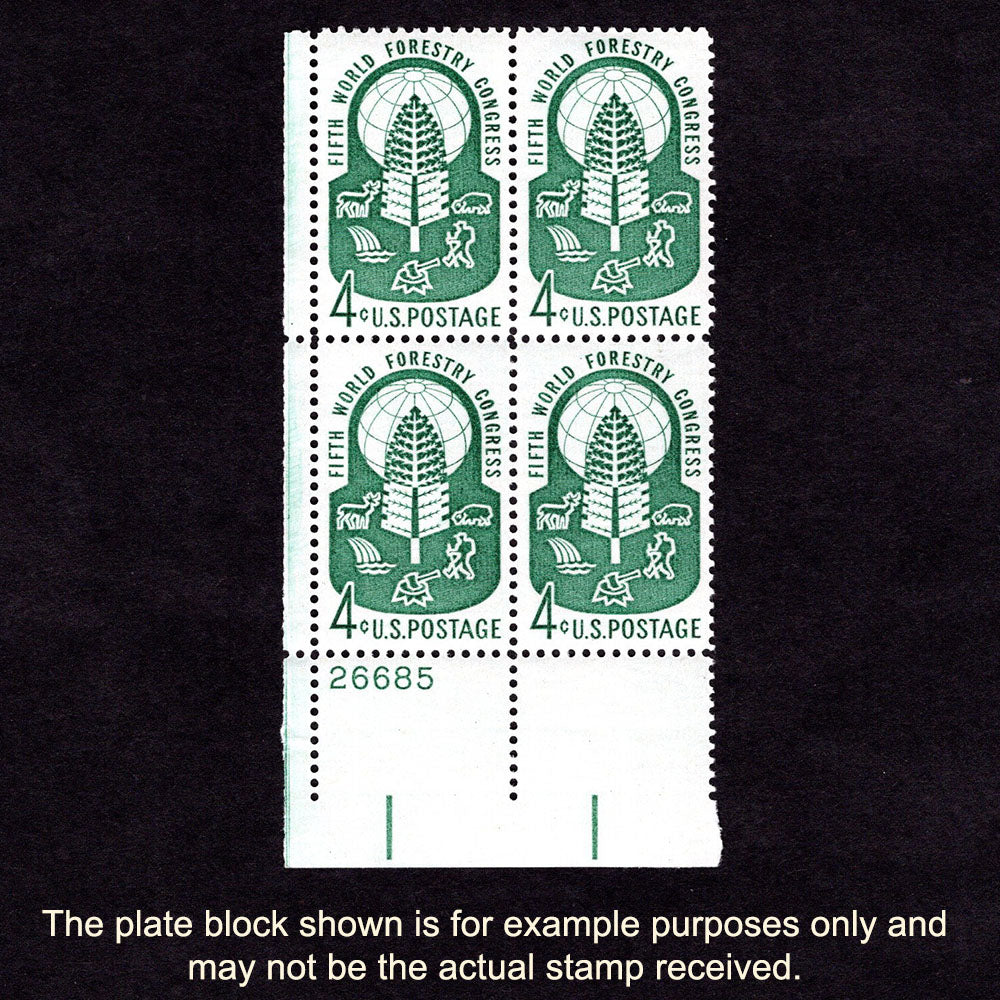 Scott 1156 - Fifth World Forestry Congress 4-cent US Stamp Plate Block - Front