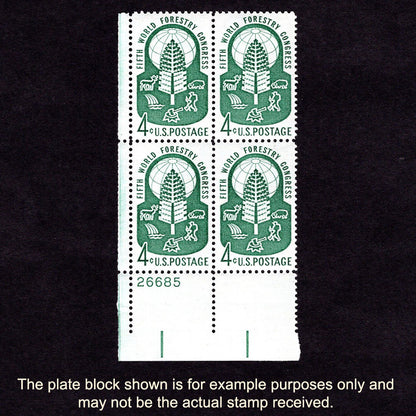 Scott 1156 - Fifth World Forestry Congress 4-cent US Stamp Plate Block - Front