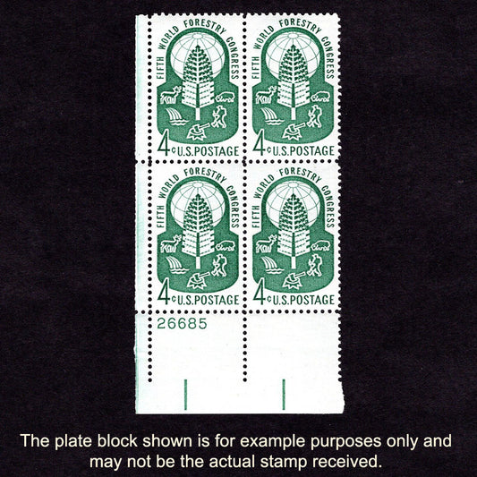 Scott 1156 - Fifth World Forestry Congress 4-cent US Stamp Plate Block - Front