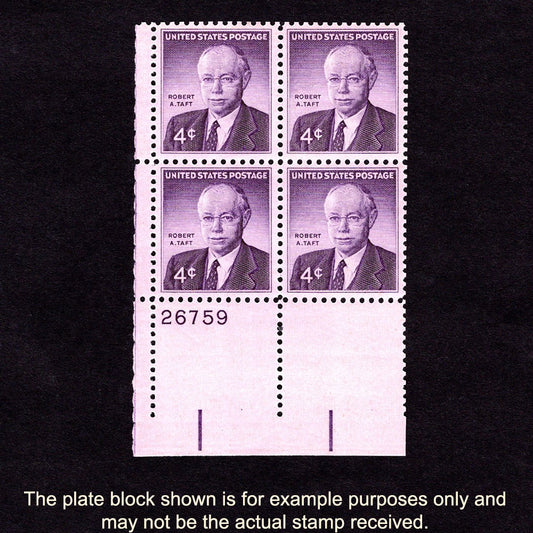 Scott 1161 - Robert A. Taft 4-cent US Stamp Plate Block - Front